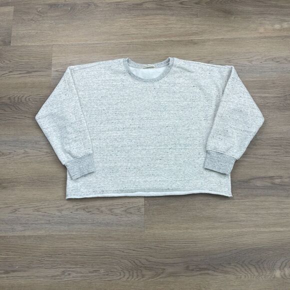 Marine Layer Sweatshirt Womens Medium Gray Re Spun Cropped Fleece Basic - Picture 1 of 11
